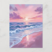 Cotton Candy Beach | Pink Ocean Waves Painting Postkarte (Vorderseite)