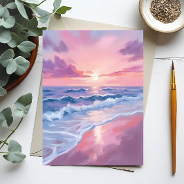 Cotton Candy Beach | Pink Ocean Waves Painting Postkarte