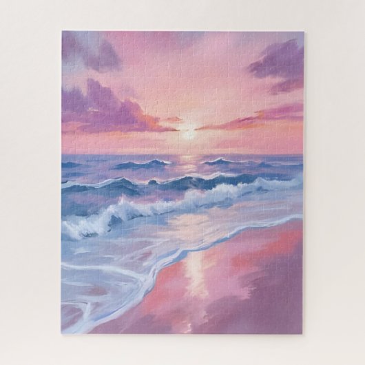 Cotton Candy Beach | Pink Ocean Waves Painting Puzzle (Vertikal)