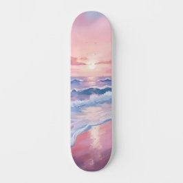 Cotton Candy Beach | Pink Ocean Waves Painting Skateboard
