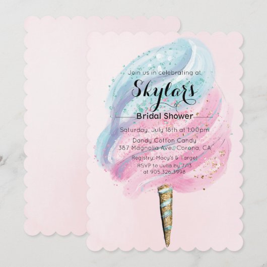 Cotton Candy Bridal Dusche Einladung (Vorne/Hinten)