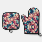 Cotton Candy Bubblegum Ofenhandschuh & Topflappen-Set (Vorderseite)