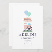 Cotton Candy Cart Geburtstagsparty Einladung (Vorne/Hinten)