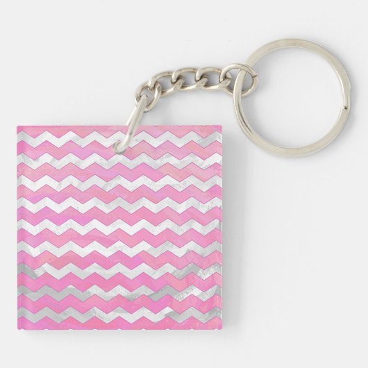 Cotton Candy Chevon Pattern Schlüsselanhänger (Rückseite)