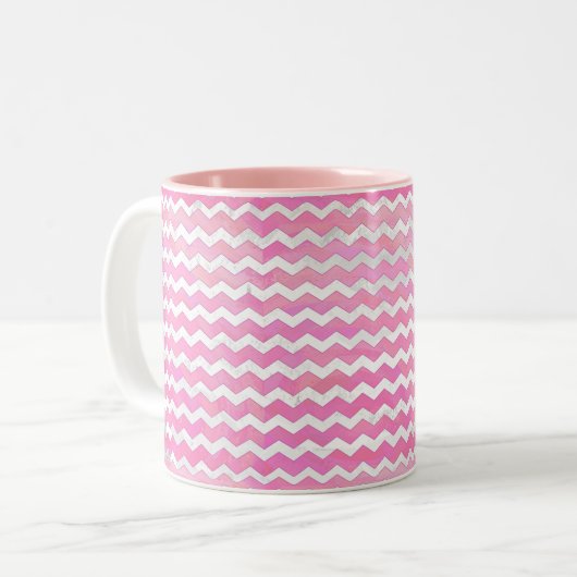 Cotton Candy Chevon Pattern Zweifarbige Tasse (Vorderseite Links)