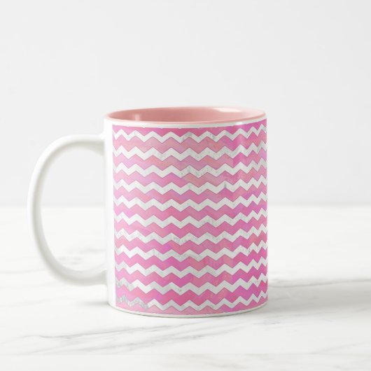 Cotton Candy Chevon Pattern Zweifarbige Tasse (Links)
