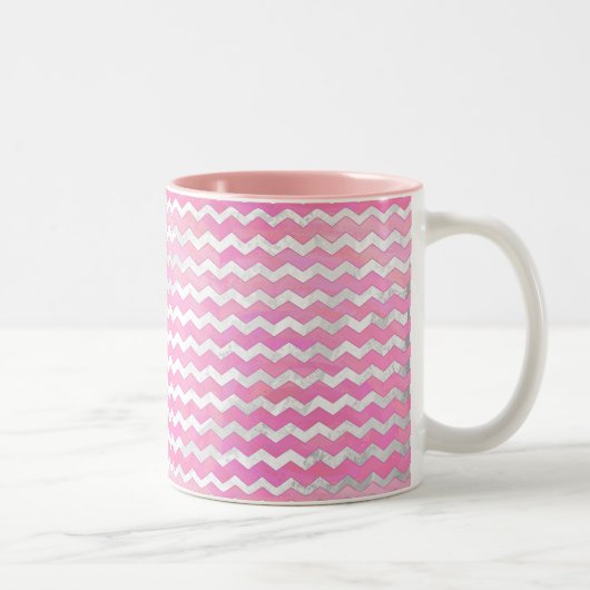 Cotton Candy Chevon Pattern Zweifarbige Tasse (Rechts)