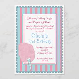 Cotton Candy Circus Karneval Geburtstag Einladung