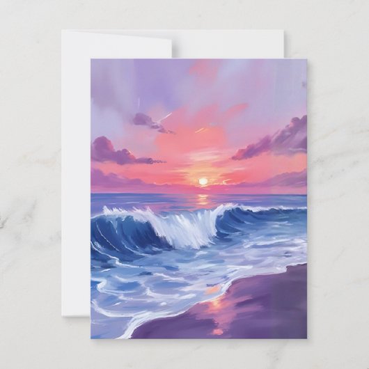 Cotton Candy Cove | Pink Ocean Watercolor Card (Vorderseite)
