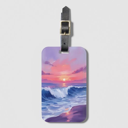 Cotton Candy Cove | Pink Ocean Watercolor Painted Gepäckanhänger (Vorderseite Vertikal)