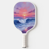 Cotton Candy Cove | Pink Ocean Watercolor Painted Pickleball Schläger (Rückseite)