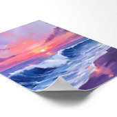 Cotton Candy Cove | Pink Ocean Watercolor Painted Poster (Ecke)