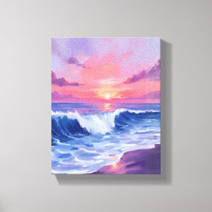 Cotton Candy Cove   Rosa Ozean Wasserfarbe Gemalt Leinwanddruck