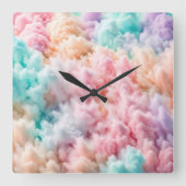 Cotton Candy Fluff Quadratische Wanduhr (Vorderseite)