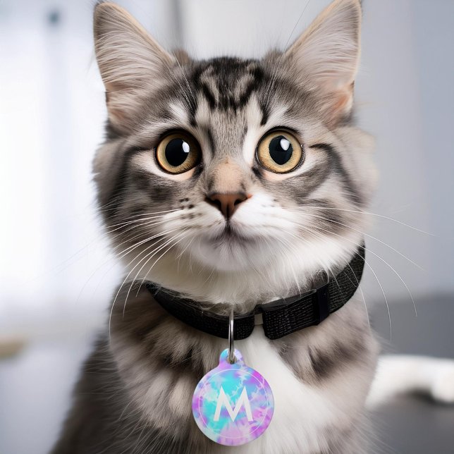 Cotton Candy Gefärbte Krawatte Personalisiert Pet  Haustiermarke (Von Creator hochgeladen)