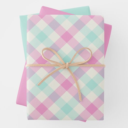 Cotton Candy Gingham Geschenkpapier Set (Beispiel)