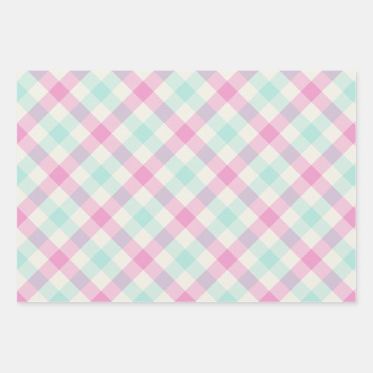 Cotton Candy Gingham Geschenkpapier Set (Vorderseite)
