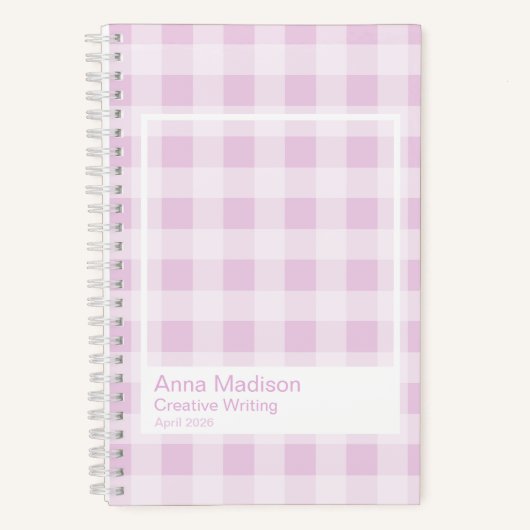 Cotton Candy Gingham Transparent Frame Notebook Notizblock (Vorderseite)