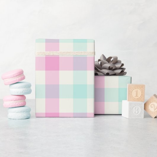 Cotton Candy Gingham - Wrapping Paper Geschenkpapier (Babyparty)