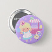 Cotton Candy Girl mit Sweet Fluffy Monsters Button (Vorne & Hinten)