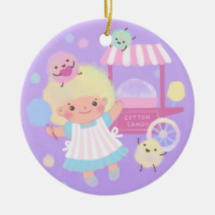 Cotton Candy Girl mit Sweet Fluffy Monsters Keramik Ornament