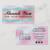 Cotton Candy Holography Rosa Blau Vielen Dank Visitenkarte (Vorne/Hinten)