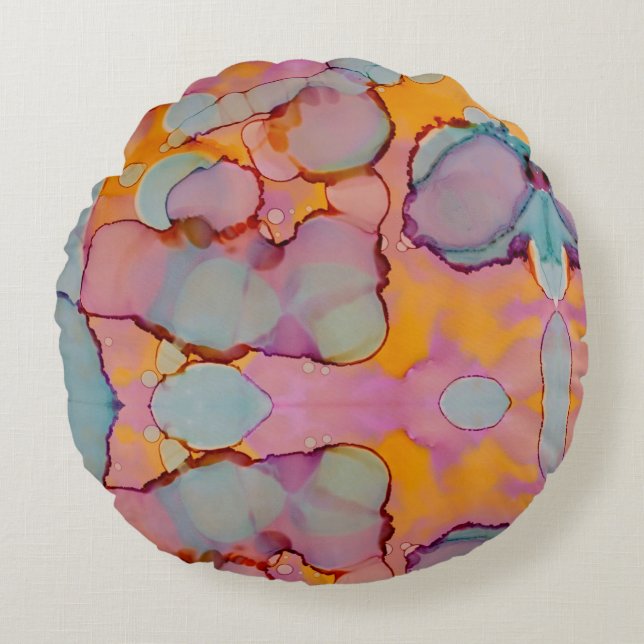 Cotton Candy Mirage Rundes Kissen (Vorderseite)
