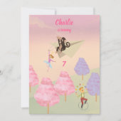 Cotton Candy Monkey Jump Geburtstag Einladung (Vorderseite)