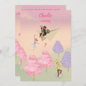 Cotton Candy Monkey Jump Geburtstag Einladung (Vorne/Hinten)