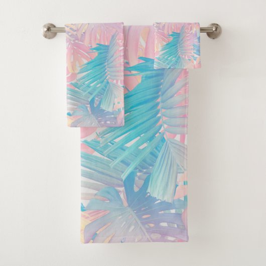 Cotton Candy Monstera Palm Jungle 1 Badhandtuch Set (Insitu)