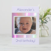 Cotton Candy Neon Design Picture Einladung (Stehend Vorderseite)