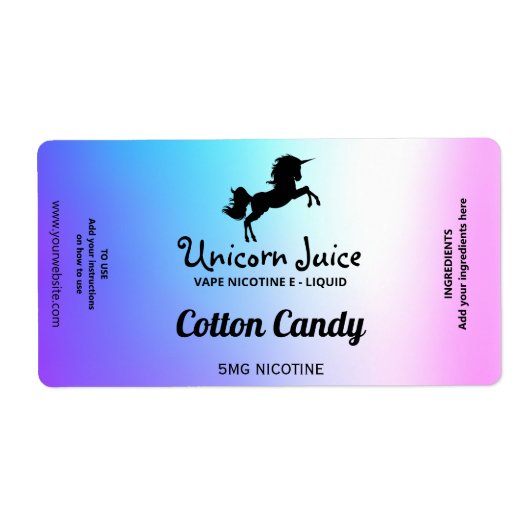 Cotton Candy Nicotine Vape E Juice Labels (Vorne)