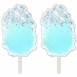 Cotton candy niedlich blauen und silbernen Glitzer Aufkleber