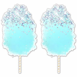 Cotton candy niedlich blauen und silbernen Glitzer Aufkleber