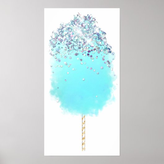 Cotton candy niedlich blauen und silbernen Glitzer Poster (Vorne)
