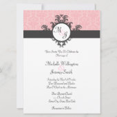 Cotton Candy Pink Damask Wedding Einladung (Rückseite)