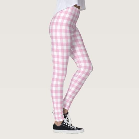 Cotton Candy Pink Gingham Frauen Leggings (Rechts)