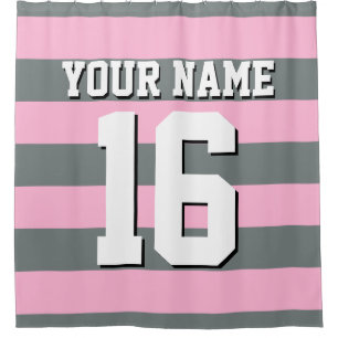 Cotton Candy Pink Holzkohle Sport Jersey Streifen Duschvorhang