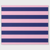 Cotton Candy Pink, Navy Blue XL Stripes Muster V Geschenkpapier (Flach)