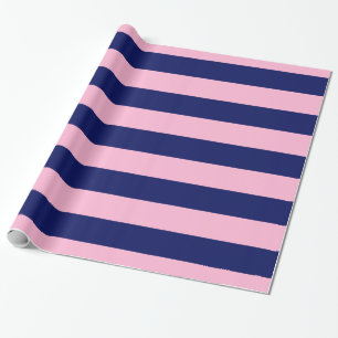 Cotton Candy Pink, Navy Blue XL Stripes Muster V Geschenkpapier