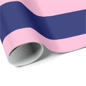 Cotton Candy Pink, Navy Blue XL Stripes Muster V Geschenkpapier (Rolleneckpunkt)
