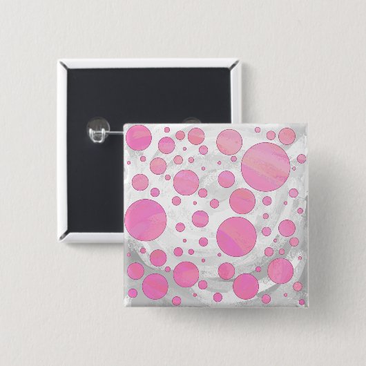 Cotton Candy Pink Polka Dot Button (Vorne & Hinten)