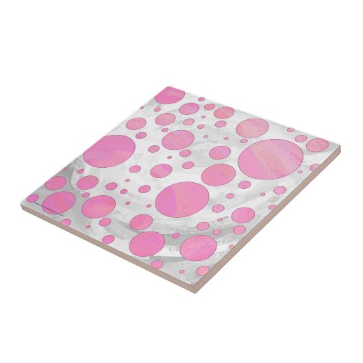 Cotton Candy Pink Polka Dot Fliese (Seite)