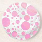 Cotton Candy Pink Polka Dot Sandstein Untersetzer (Vorne)