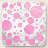 Cotton Candy Pink Polka Dot Untersetzer (Vorderseite)