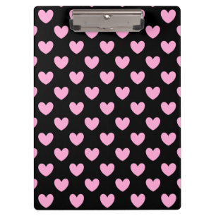 Cotton Candy Pink Polka Herzen auf schwarz Klemmbrett