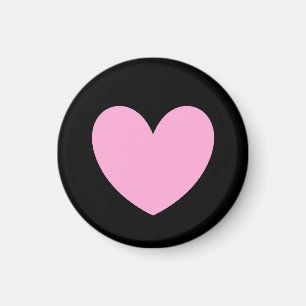 Cotton Candy Pink Polka Herzen auf schwarz Magnet