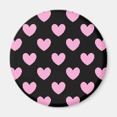 Cotton Candy Pink Polka Herzen auf schwarz Magnet (Vorne)
