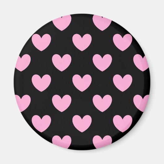 Cotton Candy Pink Polka Herzen auf schwarz Magnet (Vorne)
