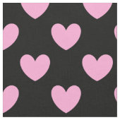 Cotton Candy Pink Polka Herzen auf schwarz Stoff (Nahaufnahme)